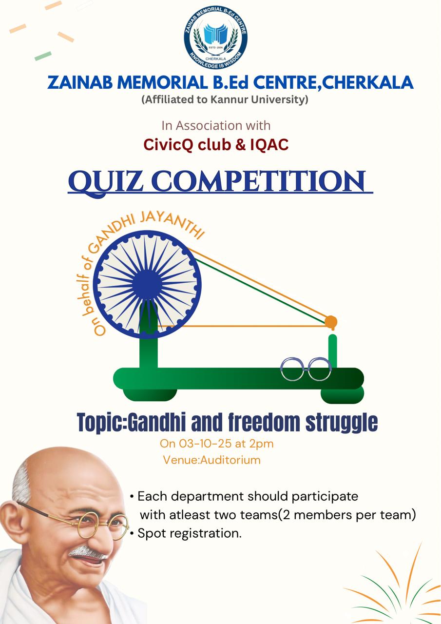 Report on Quiz Competition- Behalf of Gandhi Jayanthi